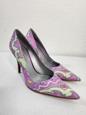 Via Spiga Paisley Heels Pointed Toe Stiletto Pumps Multicolor Women Size 7